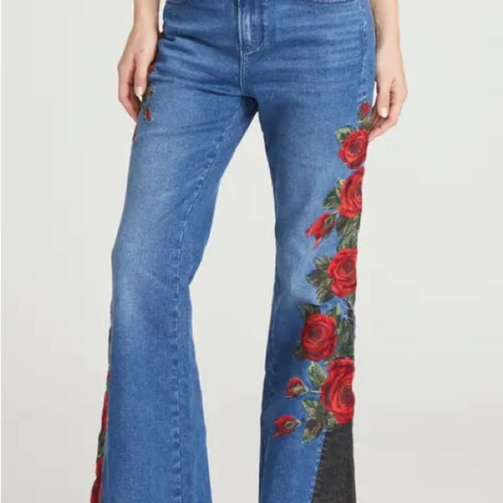 DRIFTWOOD Farrah Midnight Rose Wide Leg Jeans - Picture 2 of 9